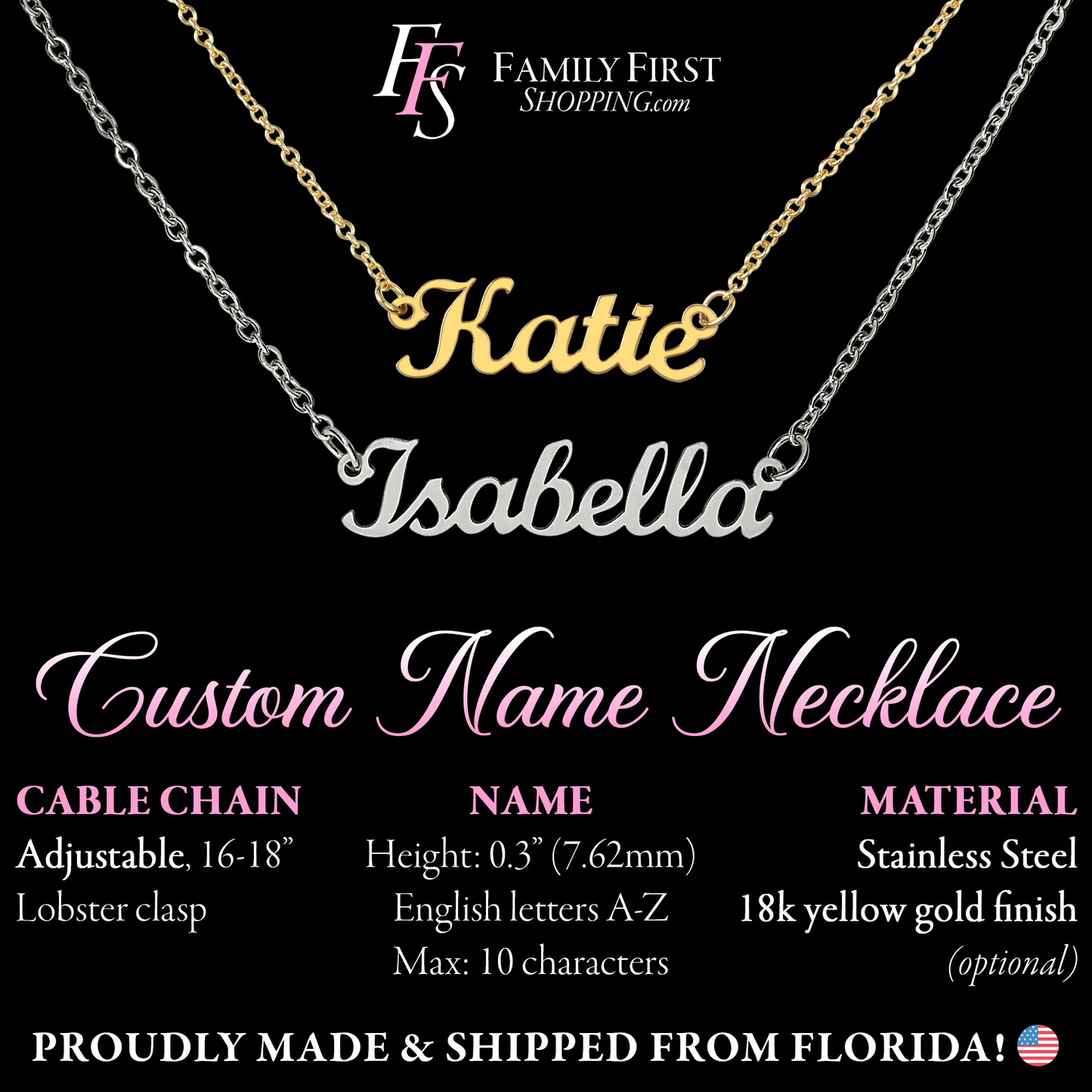 Behind you - Name Necklace - Tennis