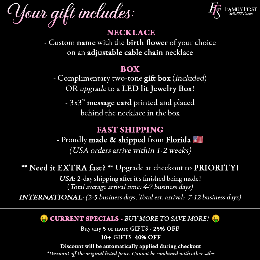 Behind you (Plural) - Birth Flower Name Necklace - Cheerleader