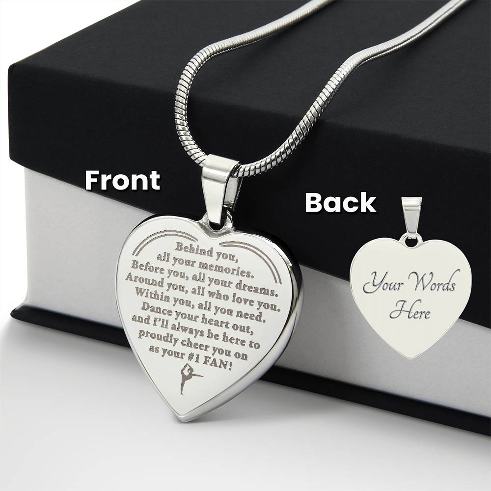 Dance your heart out - Engraved Heart Necklace - Dance
