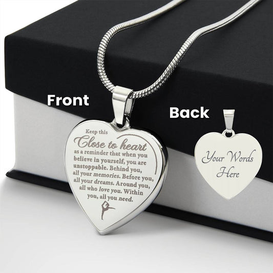 Unstoppable - Engraved Heart Necklace - Dance