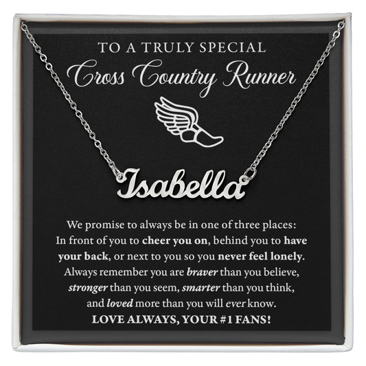 3 places (Plural) - Name Necklace - Cross Country Runner