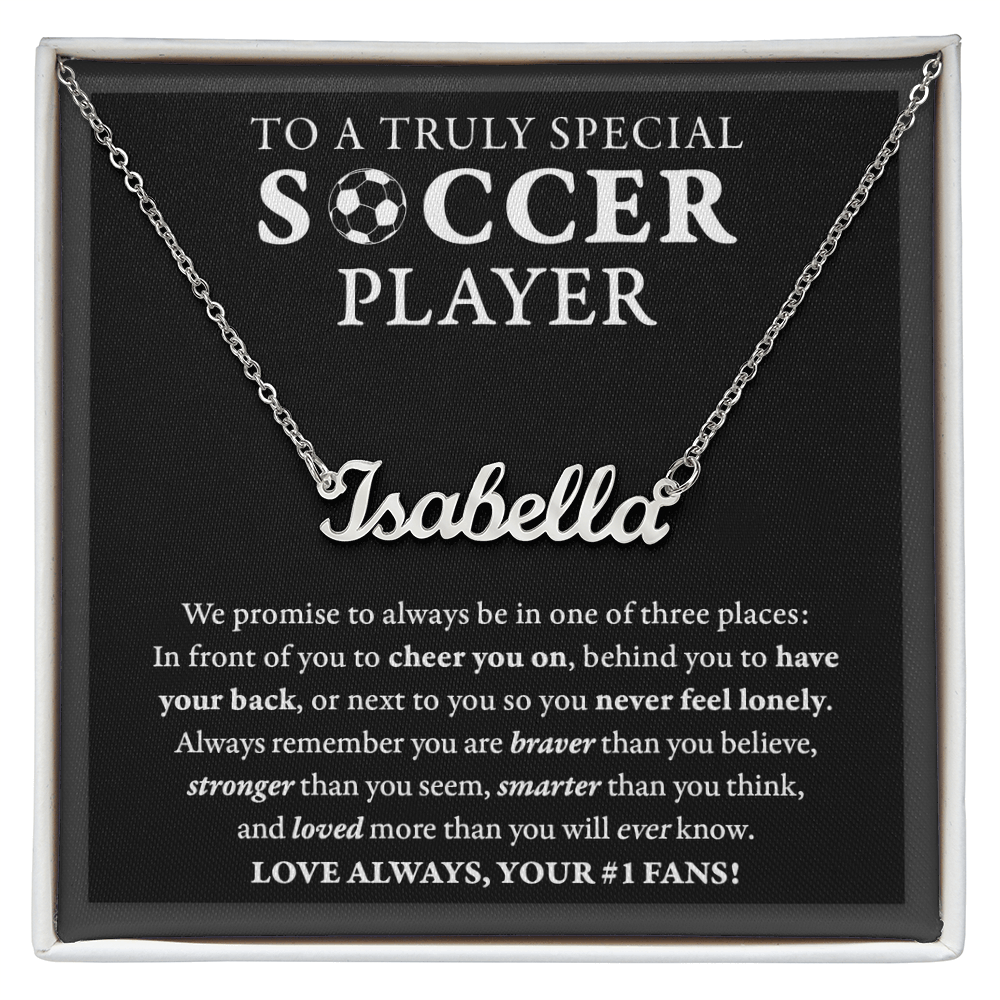 3 places (Plural) - Name Necklace - Soccer