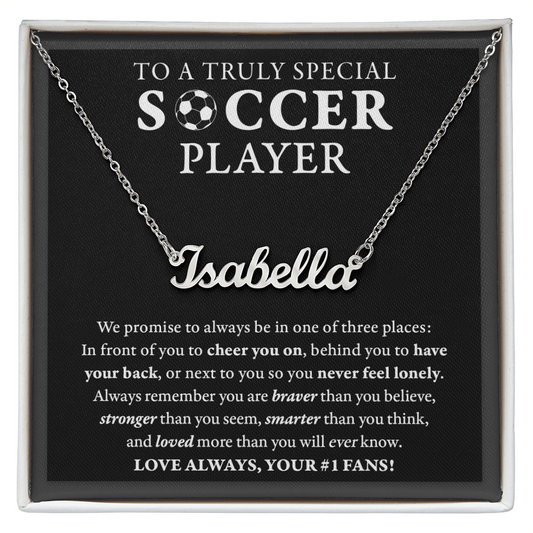 3 places (Plural) - Name Necklace - Soccer