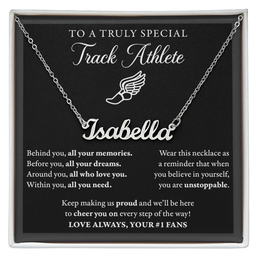 Behind you (Plural) - Name Necklace - Track Runner