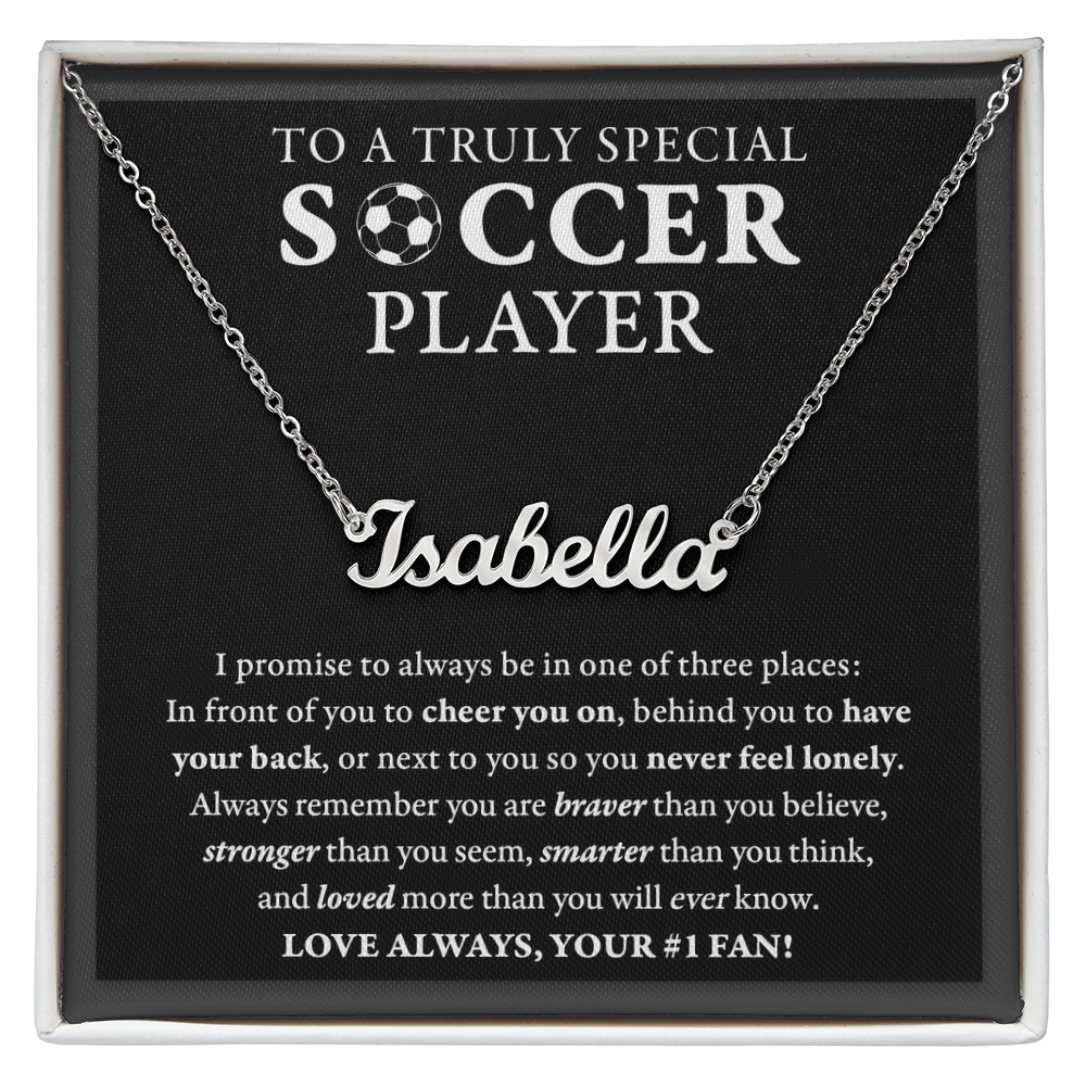 3 places - Name Necklace - Soccer