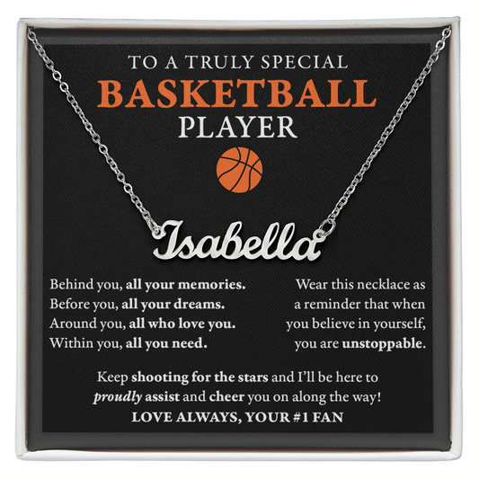 Behind you - Name Necklace - Basketball