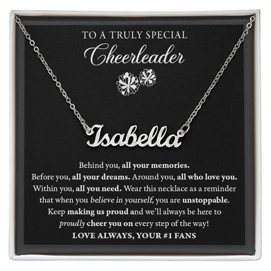 Behind you (Plural) - Name Necklace - Cheerleader