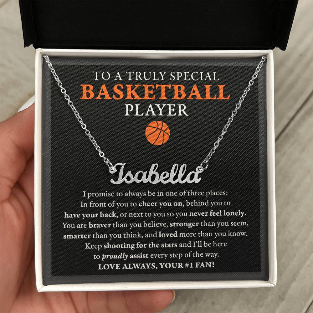 3 places - Name Necklace - Basketball