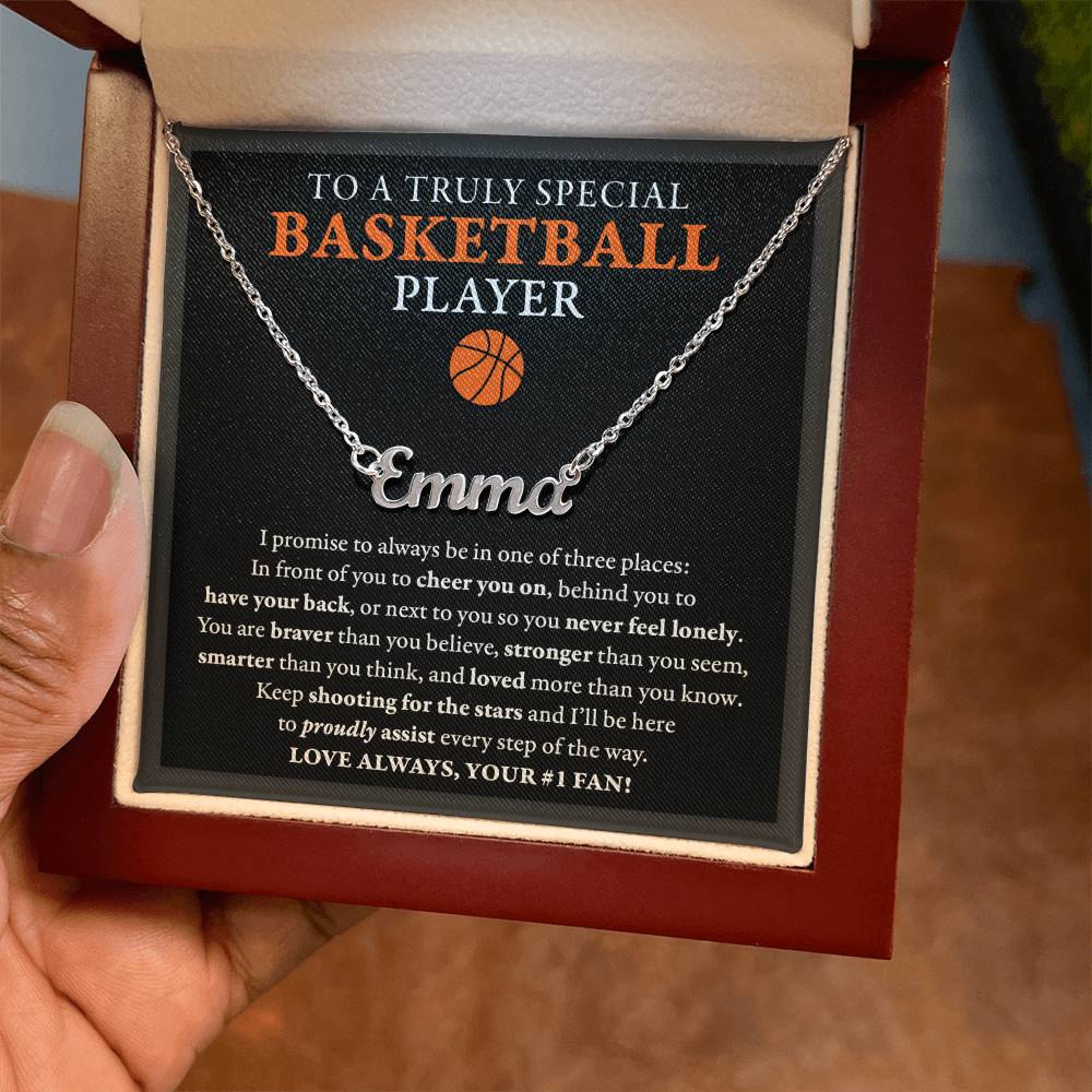 3 places - Name Necklace - Basketball