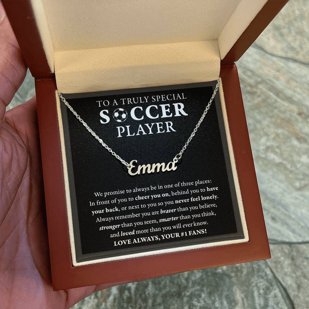 3 places (Plural) - Name Necklace - Soccer
