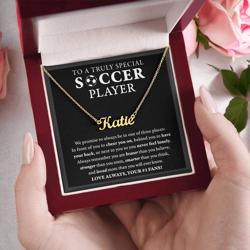 3 places (Plural) - Name Necklace - Soccer