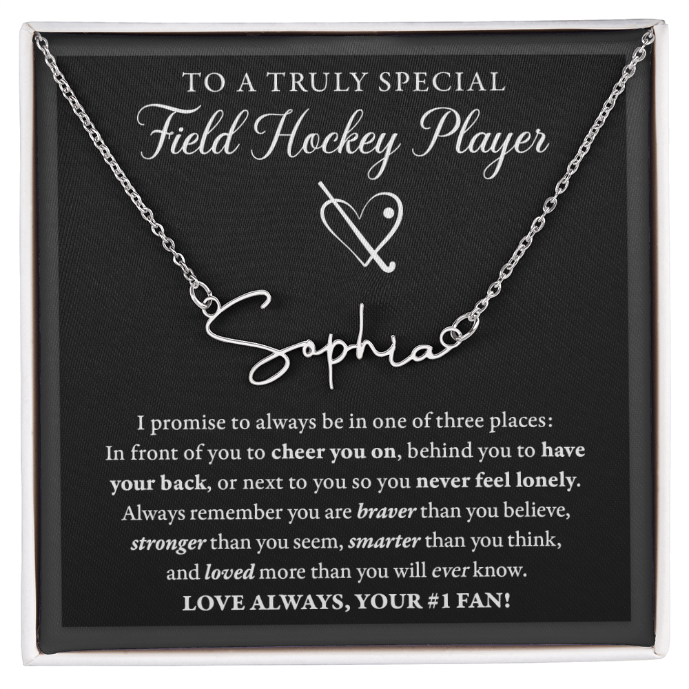 Field Hockey - 3 places Braver - Name Necklace