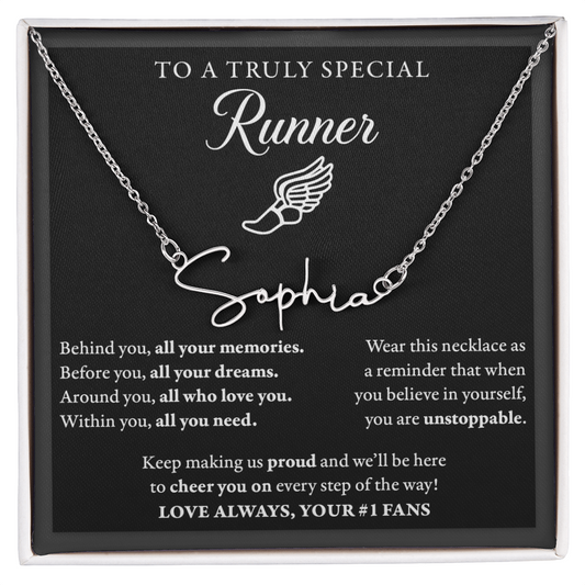 Behind Unstoppable (Plural) - Signed Name Necklace - Runner