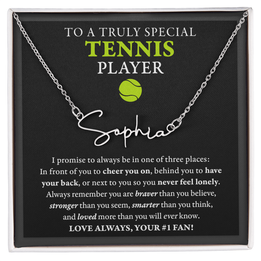 3 places Braver - Signed Name Necklace - Tennis