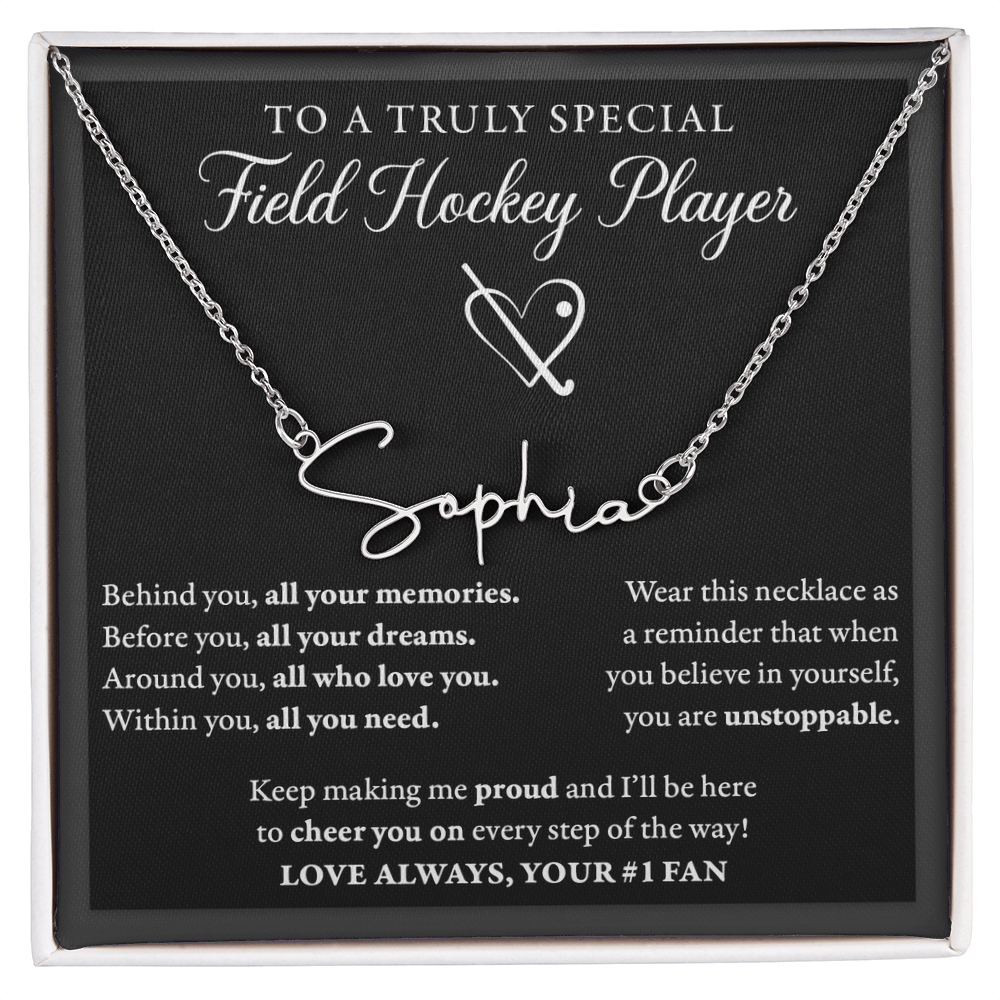 Field Hockey - Behind Unstoppable - Name Necklace