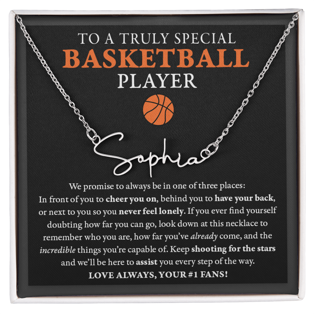 3 places Doubting (Plural) - Signed Name Necklace - Basketball