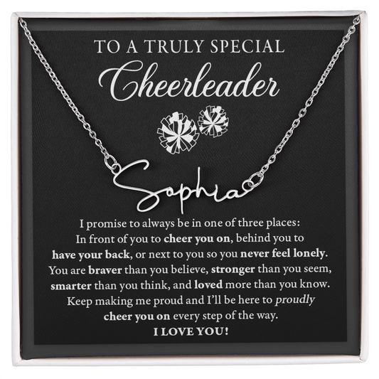 3 places - Signed Name Necklace - Cheerleader