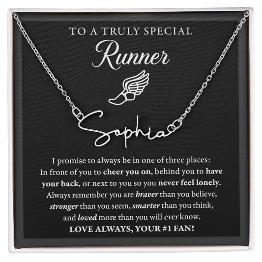 3 places Braver - Signed Name Necklace - Runner