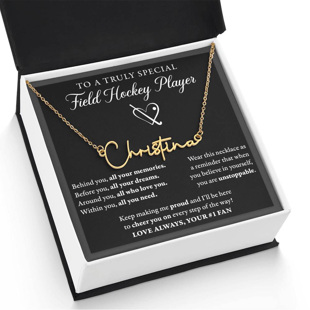 Field Hockey - Behind Unstoppable - Name Necklace
