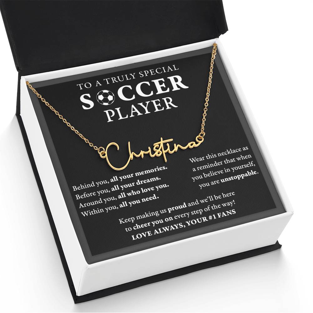 Soccer - Behind Unstoppable Plural - Name Necklace