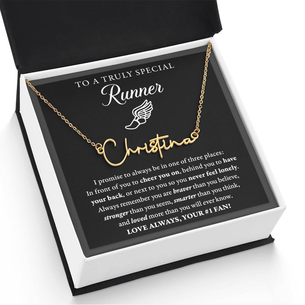 3 places Braver - Signed Name Necklace - Runner
