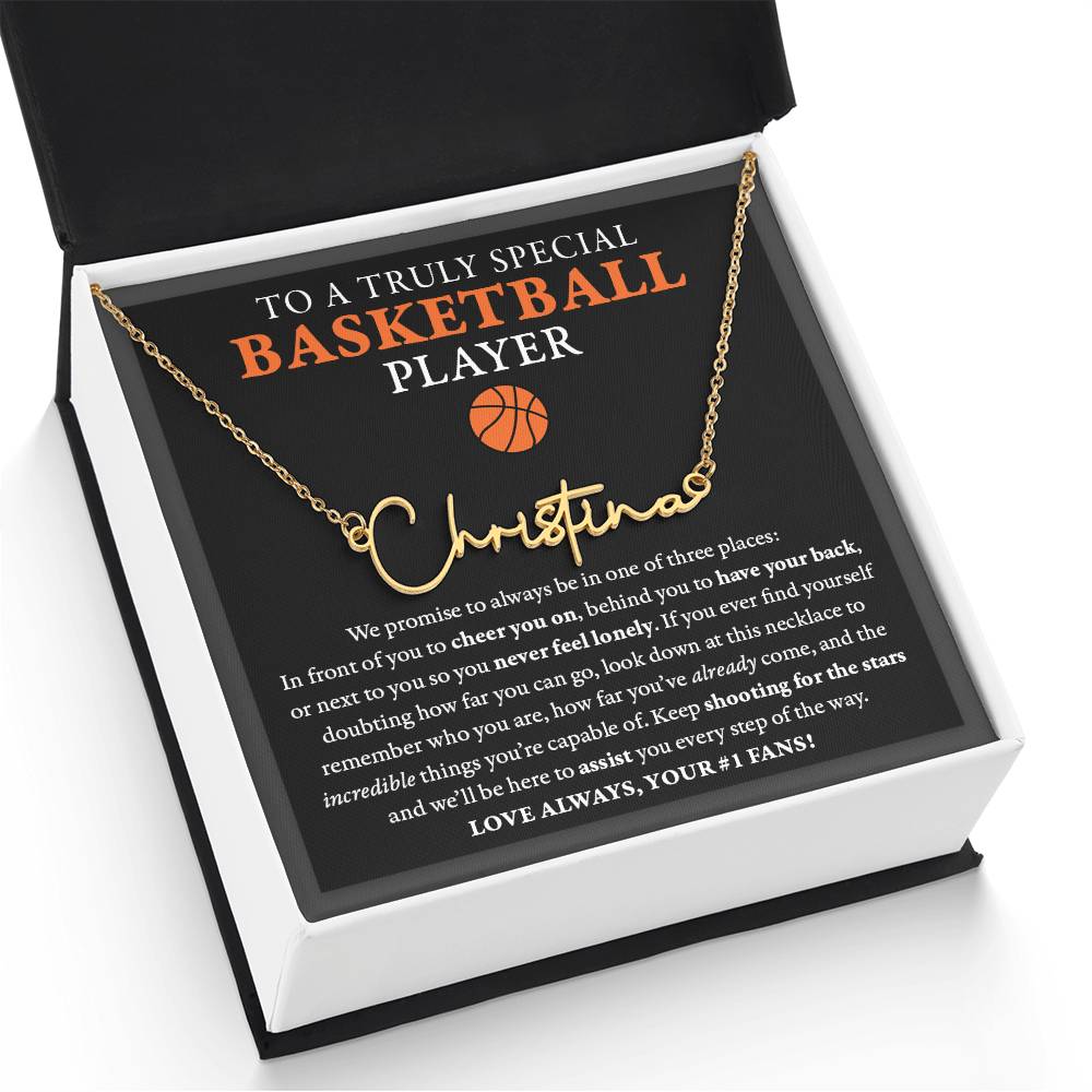 3 places Doubting (Plural) - Signed Name Necklace - Basketball