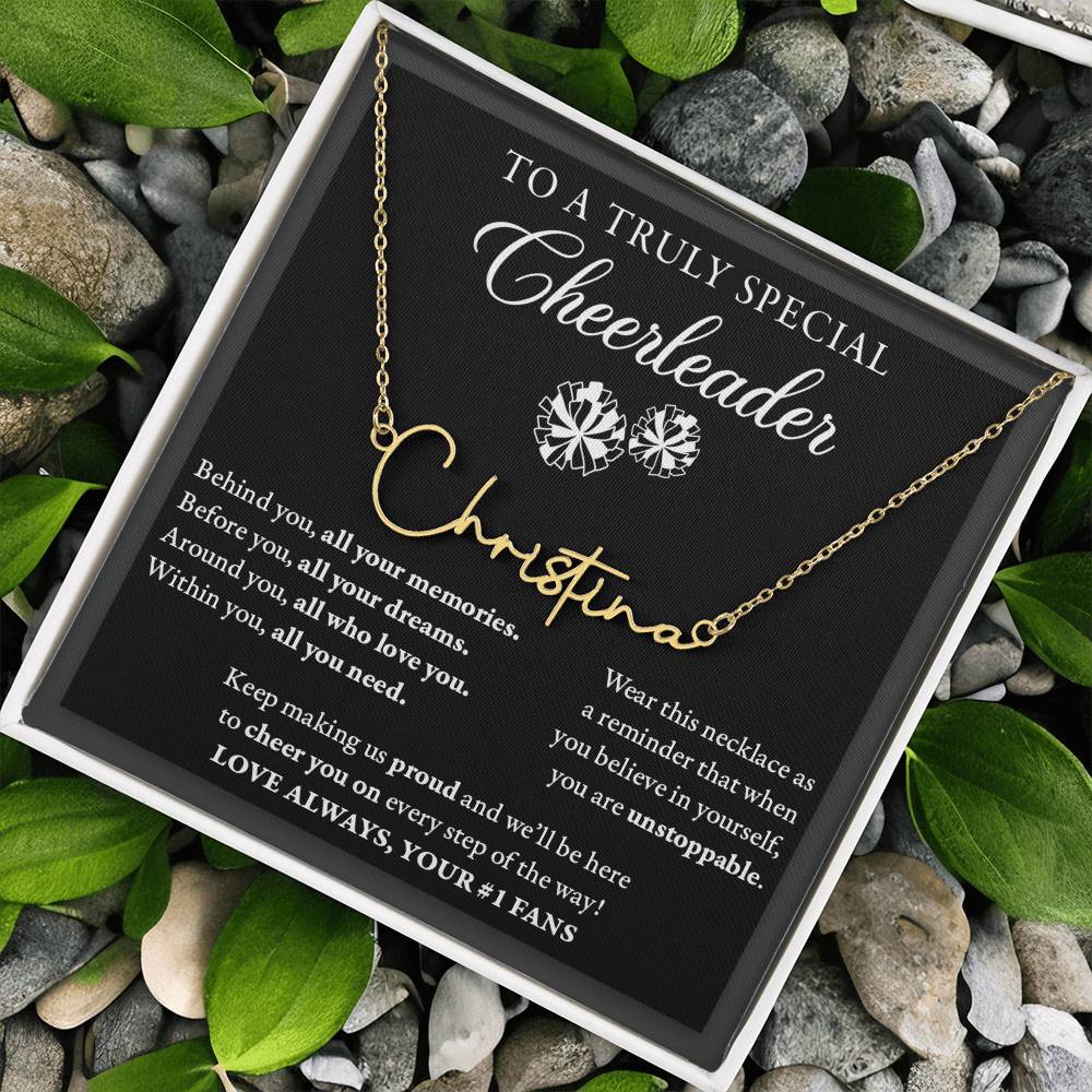 Behind you (Plural) - Signed Name Necklace - Cheerleader