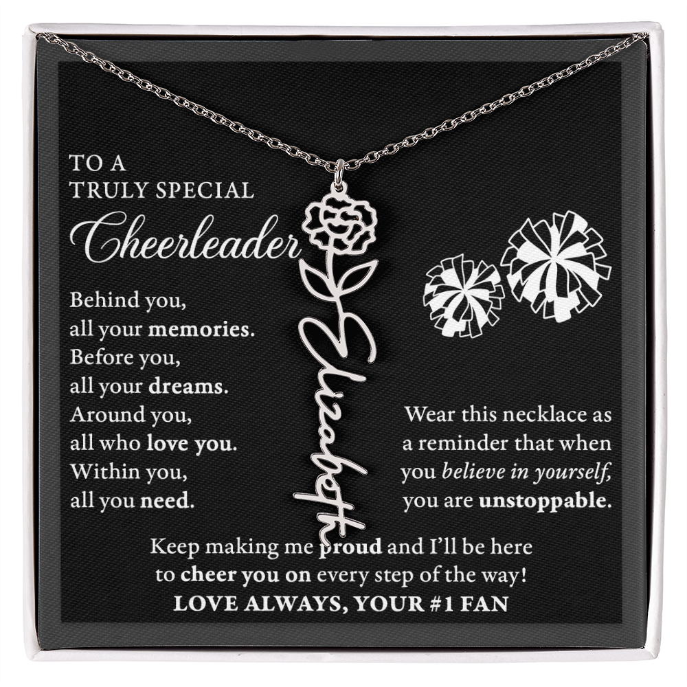 Behind you -  Birth Flower Name Necklace - Cheerlader