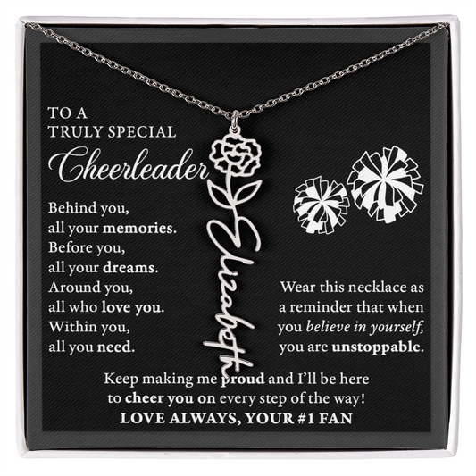 Behind you -  Birth Flower Name Necklace - Cheerlader