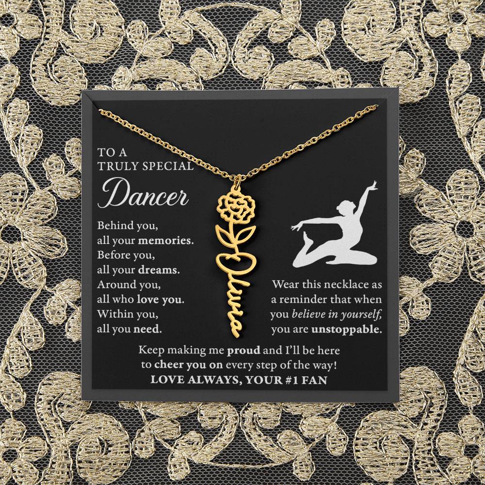 Dance C - Behind Unstoppable - Flower Name Necklace