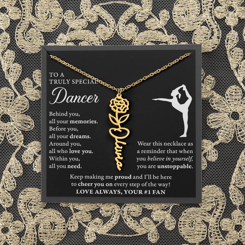 Gymnast Dancer - Behind Unstoppable - Flower Name Necklace