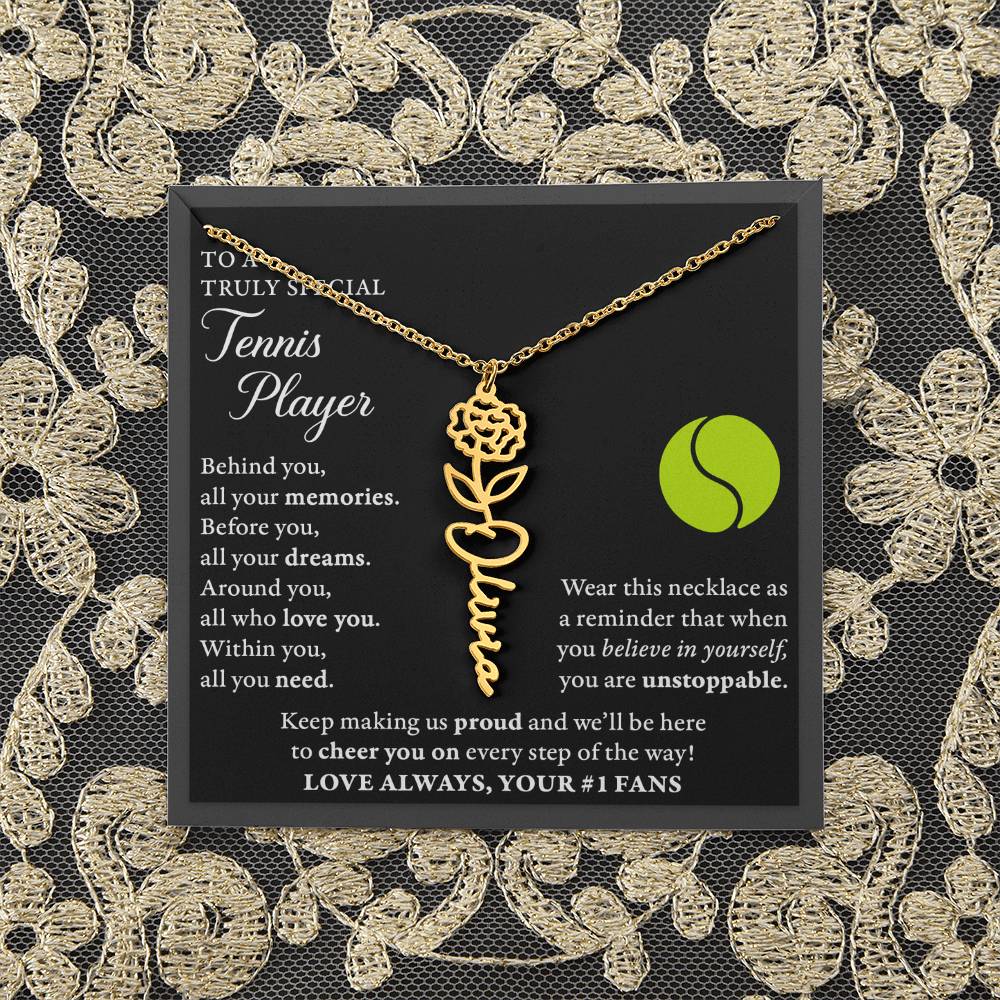 Tennis - Behind Unstoppable Plural - Flower Name Necklace