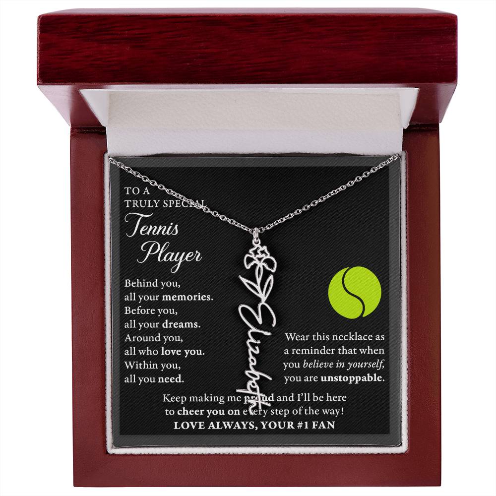 Tennis - Behind Unstoppable - Flower Name Necklace