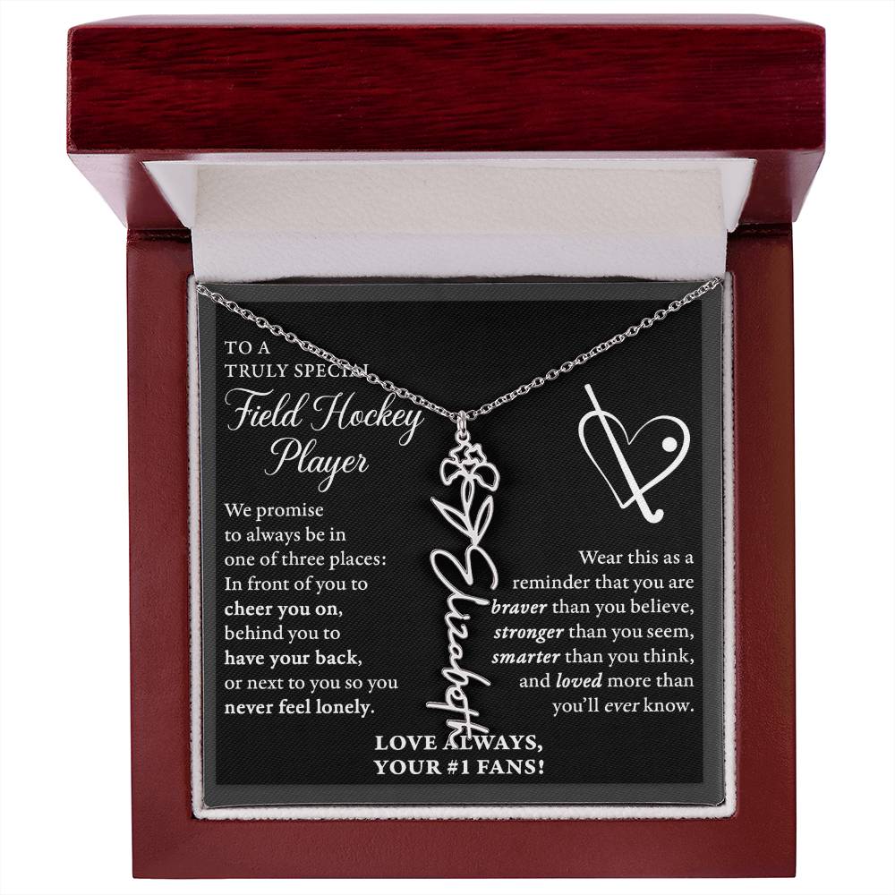 Field Hockey - 3 places Braver Plural - Flower Name Necklace
