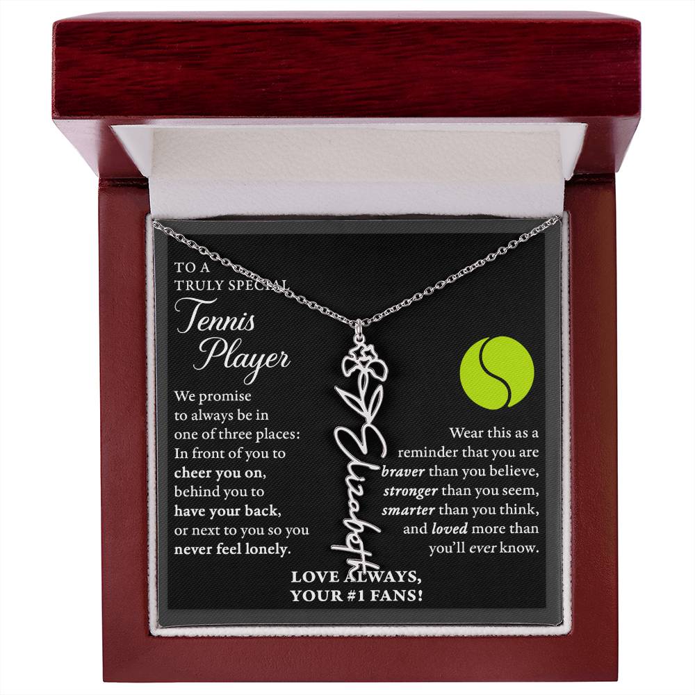 Tennis B - 3 places Braver Plural - Flower Name Necklace