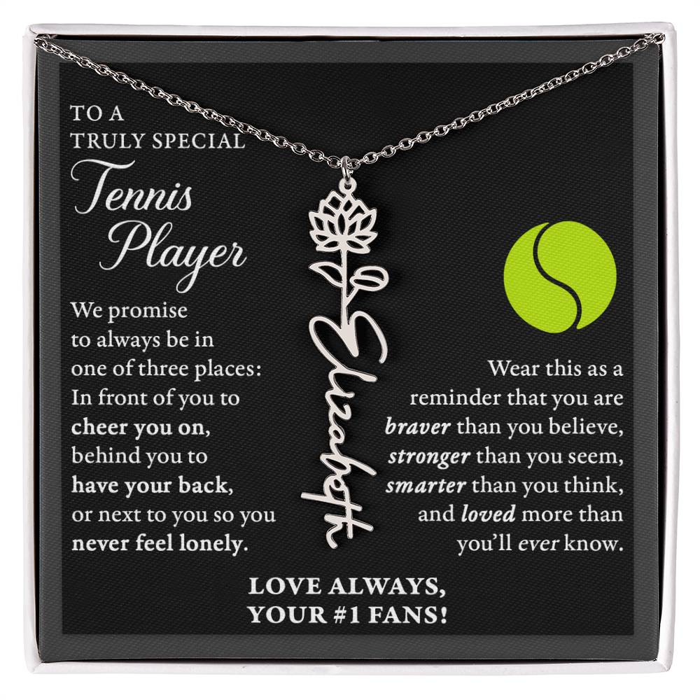 Tennis B - 3 places Braver Plural - Flower Name Necklace