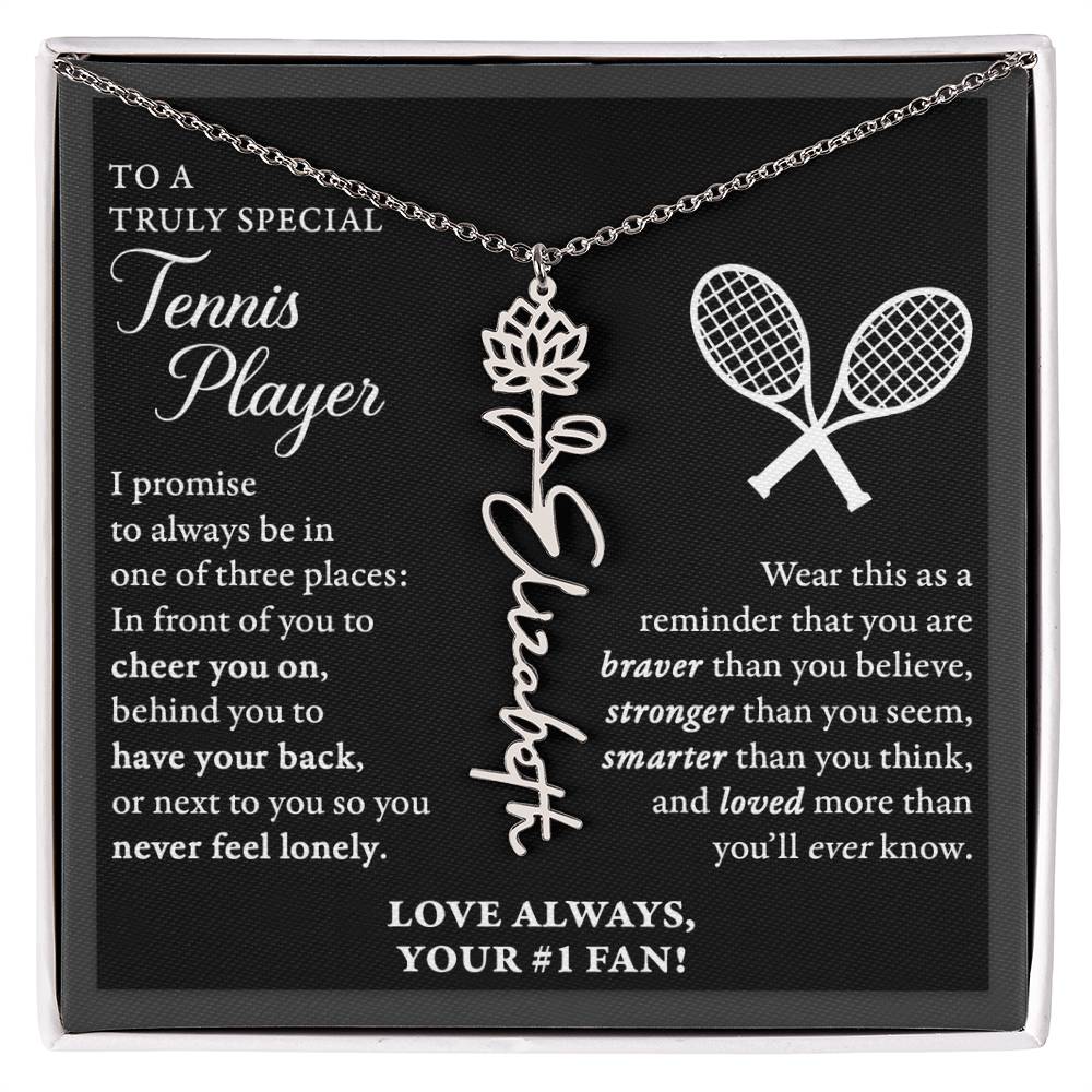 Tennis - 3 places Braver - Flower Name Necklace