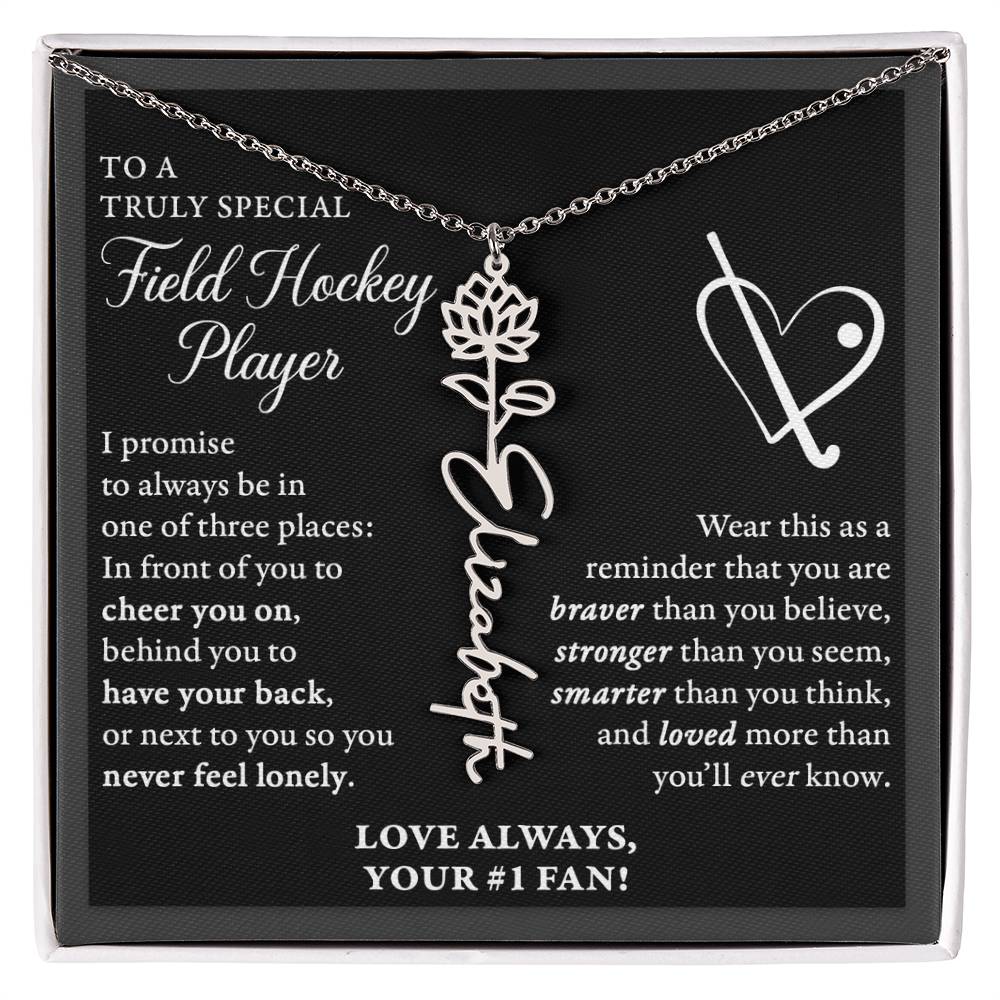 Field Hockey - 3 places Braver - Flower Name Necklace