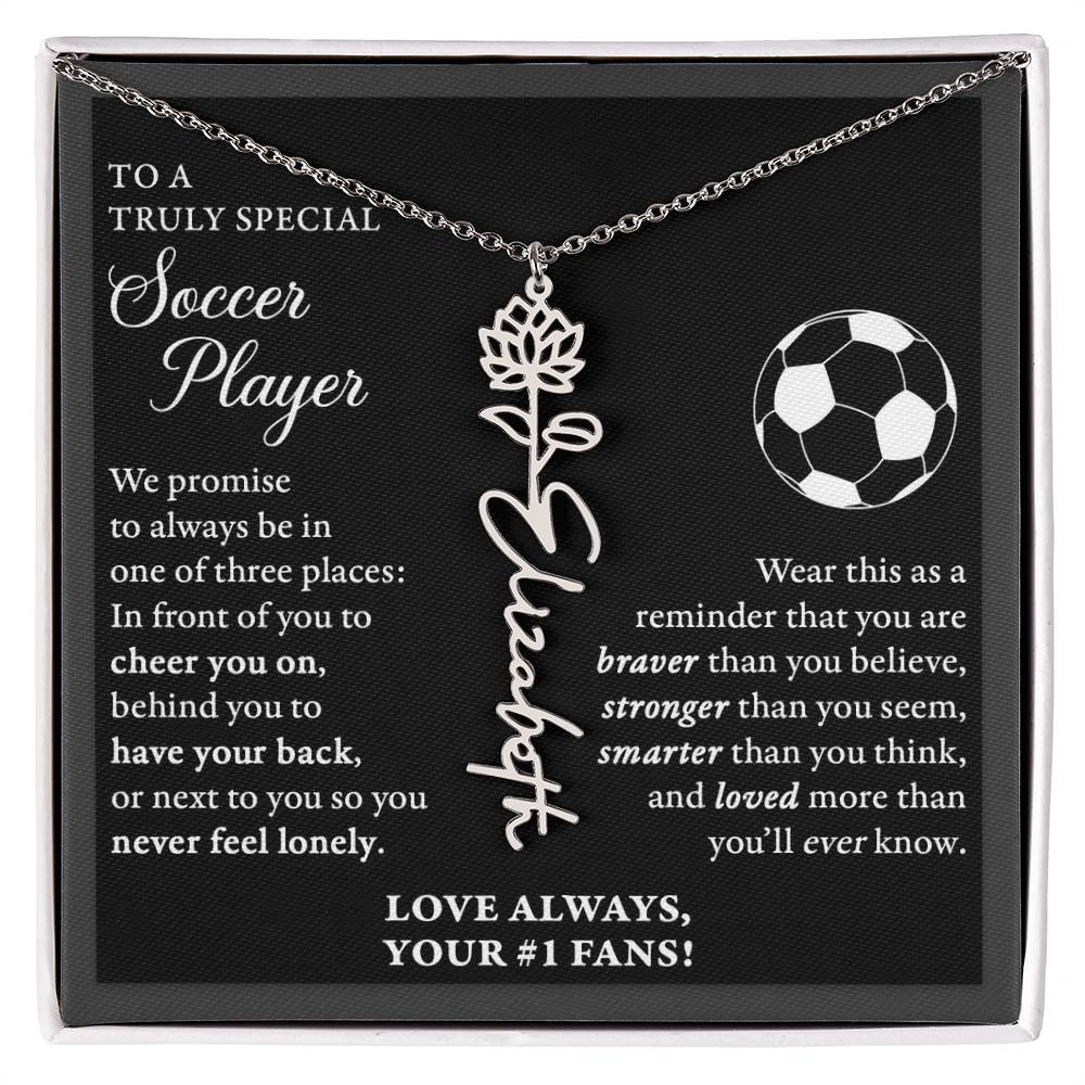Soccer - 3 places Braver Plural - Flower Name Necklace