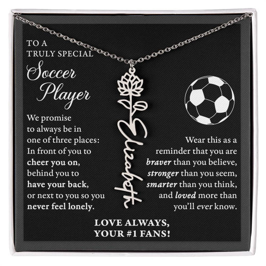 Soccer - 3 places Braver Plural - Flower Name Necklace