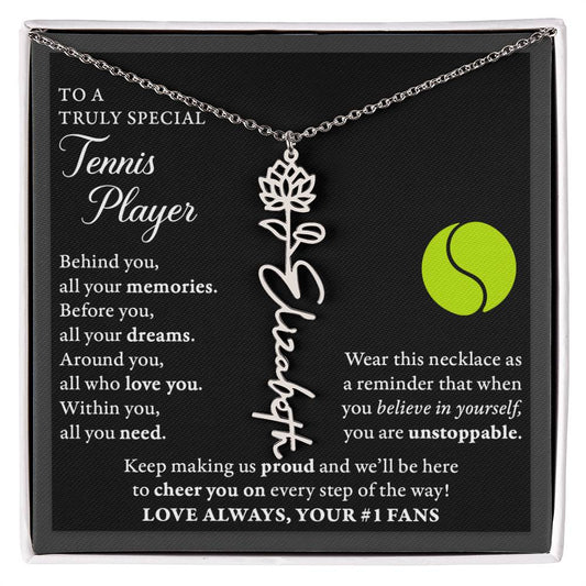 Tennis - Behind Unstoppable Plural - Flower Name Necklace