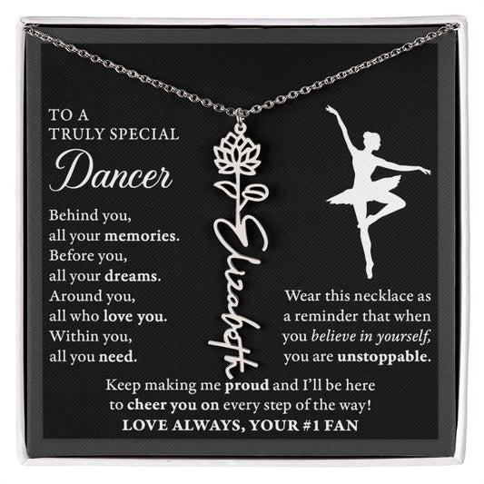 Dance B - Behind Unstoppable - Flower Name Necklace