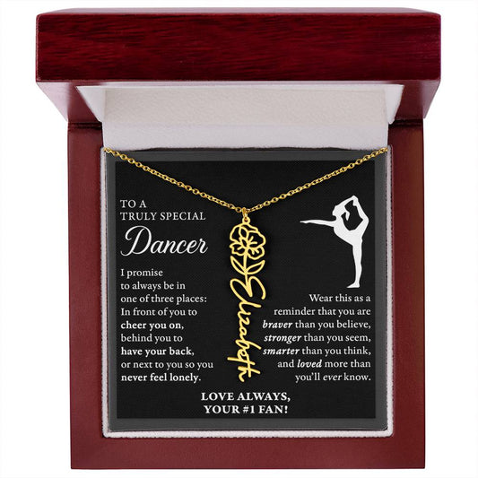 Gymnast Dancer - 3 places Braver - Flower Name Necklace