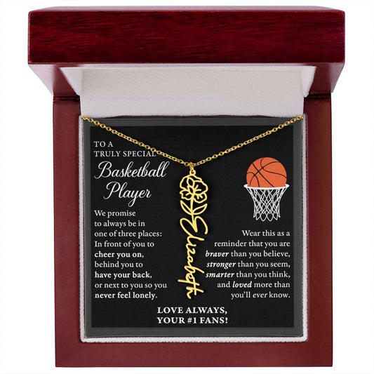 Basketball - 3 places Braver Plural - Flower Name Necklace
