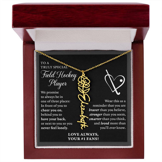 Field Hockey - 3 places Braver Plural - Flower Name Necklace