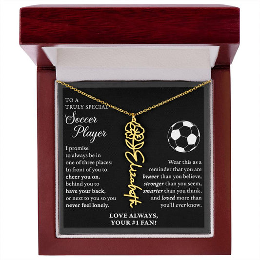 Soccer - 3 places Braver - Flower Name Necklace