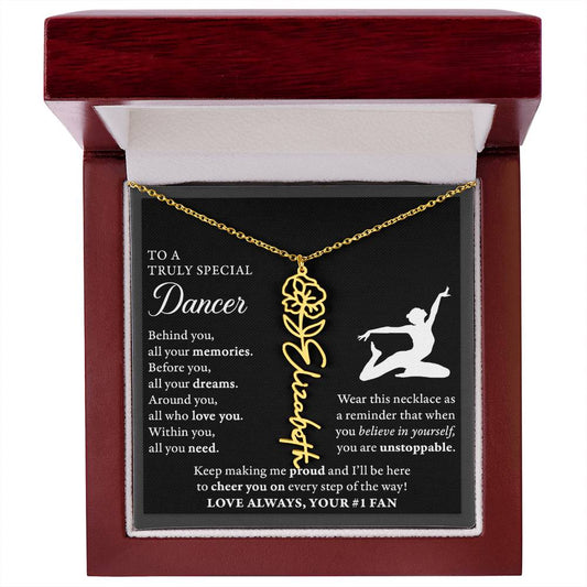 Dance C - Behind Unstoppable - Flower Name Necklace