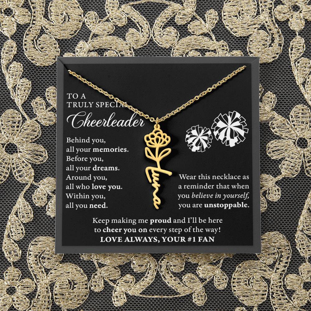 Behind you -  Birth Flower Name Necklace - Cheerlader