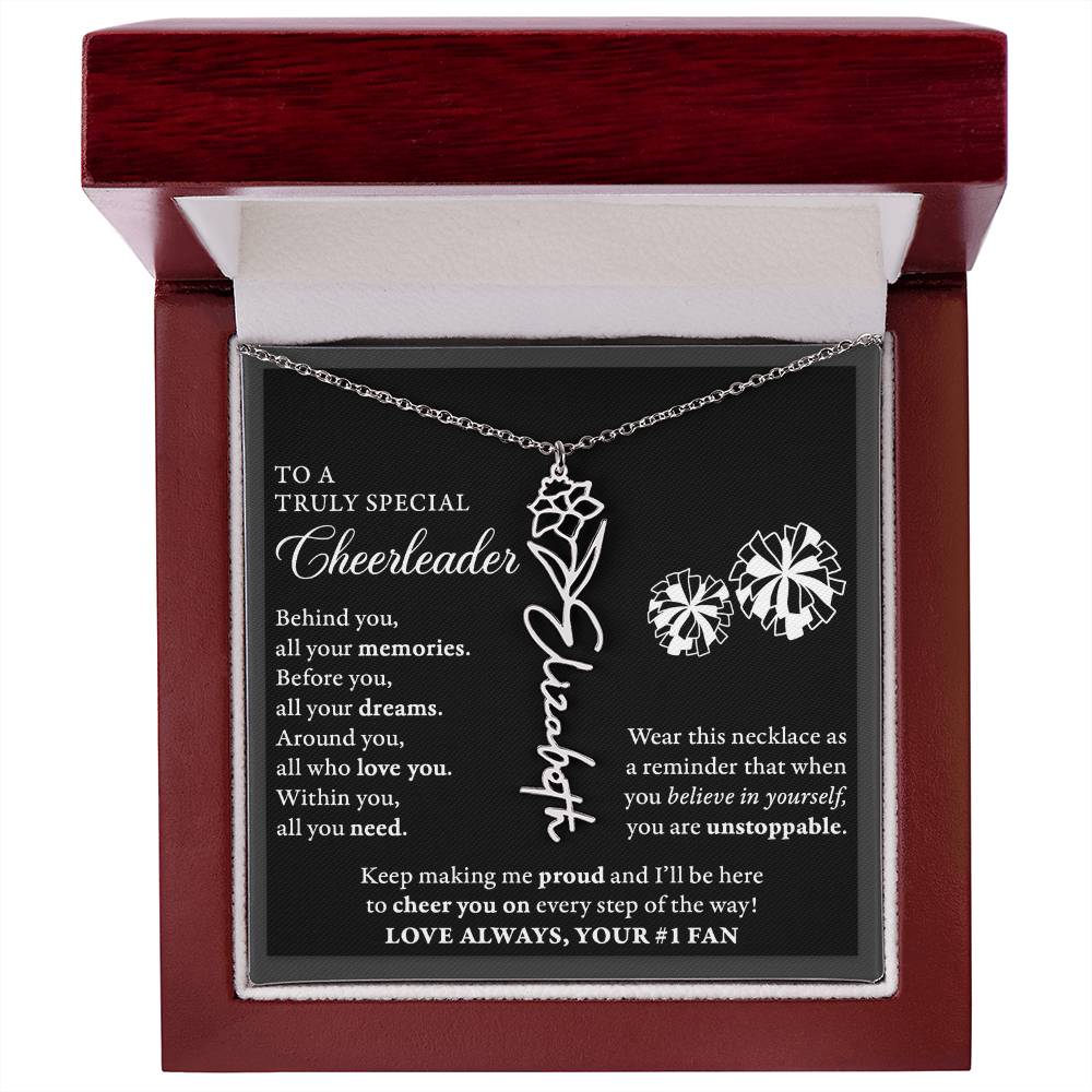 Behind you - Birth Flower Name Necklace - Cheerlader