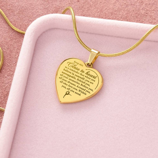 Unstoppable - Engraved Heart Necklace - Dance